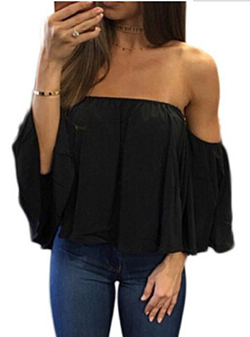 WMNS Drape Style Casual Pullover Blouse - Off the Shoulder Cut